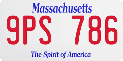 MA license plate 9PS786