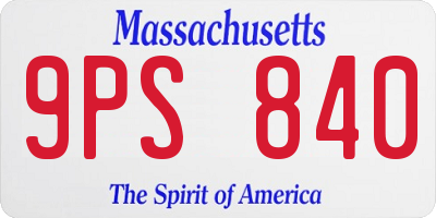 MA license plate 9PS840