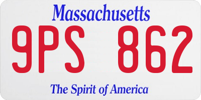 MA license plate 9PS862