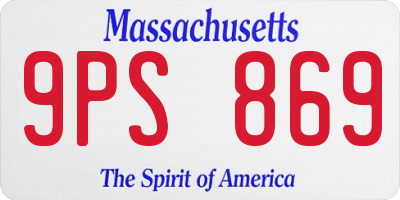 MA license plate 9PS869