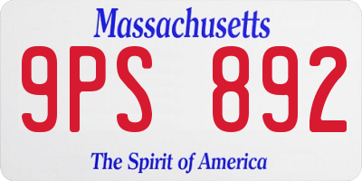 MA license plate 9PS892