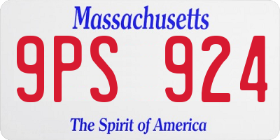 MA license plate 9PS924