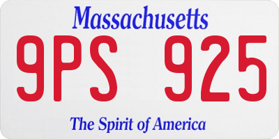 MA license plate 9PS925