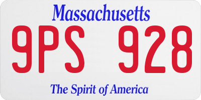 MA license plate 9PS928