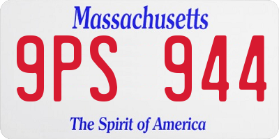 MA license plate 9PS944