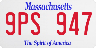 MA license plate 9PS947