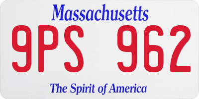 MA license plate 9PS962
