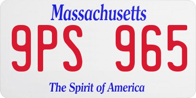 MA license plate 9PS965