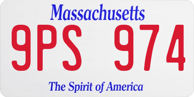 MA license plate 9PS974