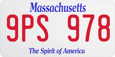 MA license plate 9PS978