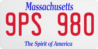 MA license plate 9PS980