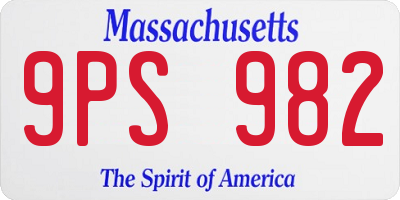 MA license plate 9PS982