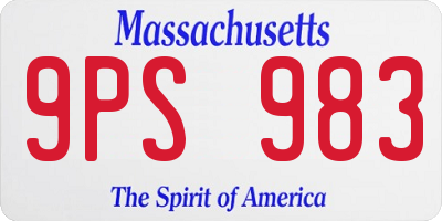 MA license plate 9PS983