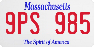 MA license plate 9PS985