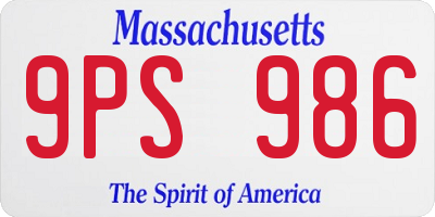 MA license plate 9PS986