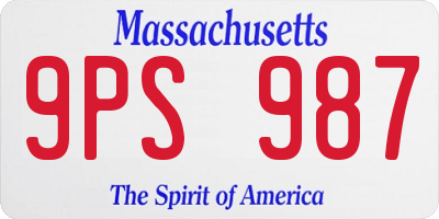 MA license plate 9PS987