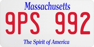 MA license plate 9PS992