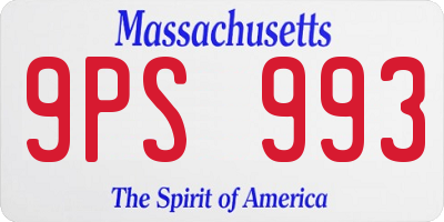 MA license plate 9PS993