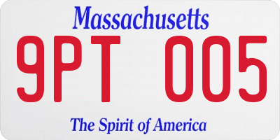 MA license plate 9PT005