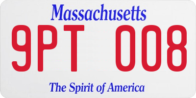 MA license plate 9PT008