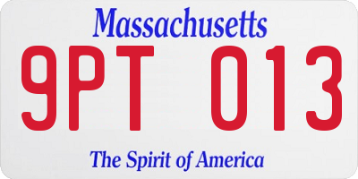 MA license plate 9PT013