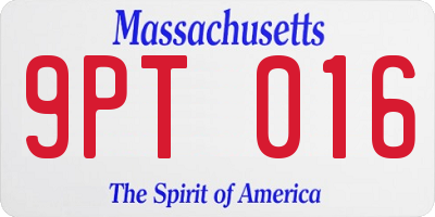 MA license plate 9PT016