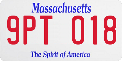 MA license plate 9PT018