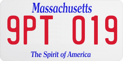 MA license plate 9PT019