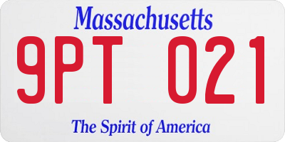 MA license plate 9PT021