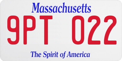 MA license plate 9PT022
