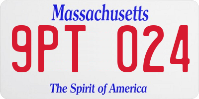 MA license plate 9PT024