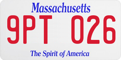 MA license plate 9PT026
