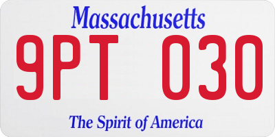 MA license plate 9PT030