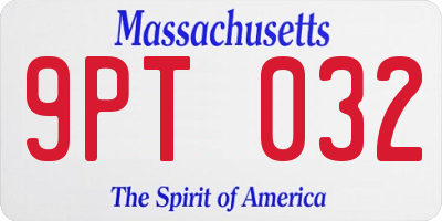 MA license plate 9PT032