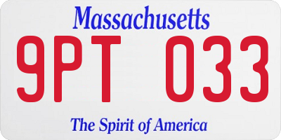 MA license plate 9PT033