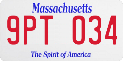 MA license plate 9PT034