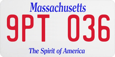 MA license plate 9PT036