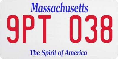MA license plate 9PT038