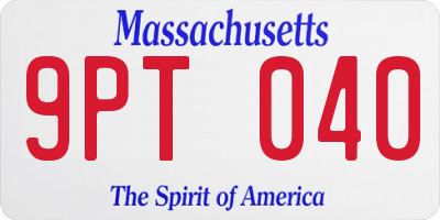 MA license plate 9PT040