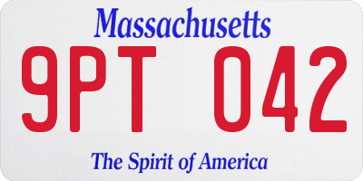 MA license plate 9PT042