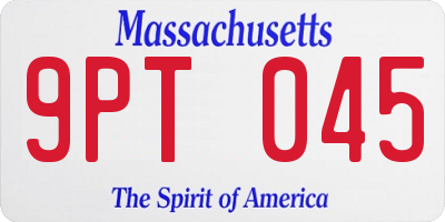 MA license plate 9PT045