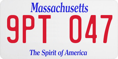MA license plate 9PT047