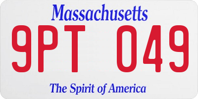 MA license plate 9PT049