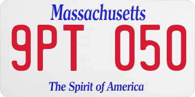 MA license plate 9PT050