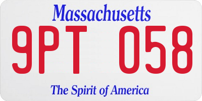 MA license plate 9PT058