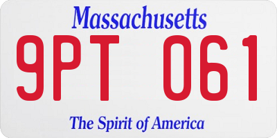 MA license plate 9PT061
