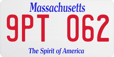MA license plate 9PT062