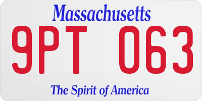 MA license plate 9PT063