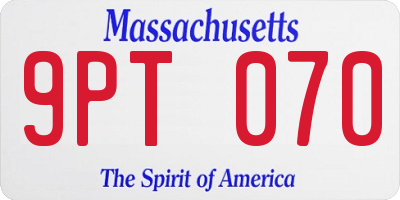 MA license plate 9PT070