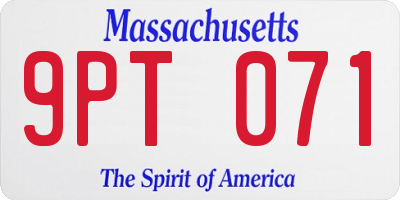 MA license plate 9PT071